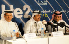 His Excellency Dr Mohammed bin Saleh Al Sada, Minister of Energy and Industry (centre), speaking at a press conference following the opening of the Helium 2 plant. Also present were Hamad Rashid Al Mohannadi, RasGas chief executive officer and vice chairman of Qatar Petroleum (left) and Khalid Bin Khalifa Al Thani, Qatargas chief executive officer (right).