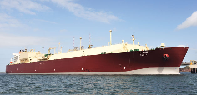 A Q-Max vessel such as this, pictured, will be converted to run on LNG in the near future, reducing emissions and costs for Qatar.